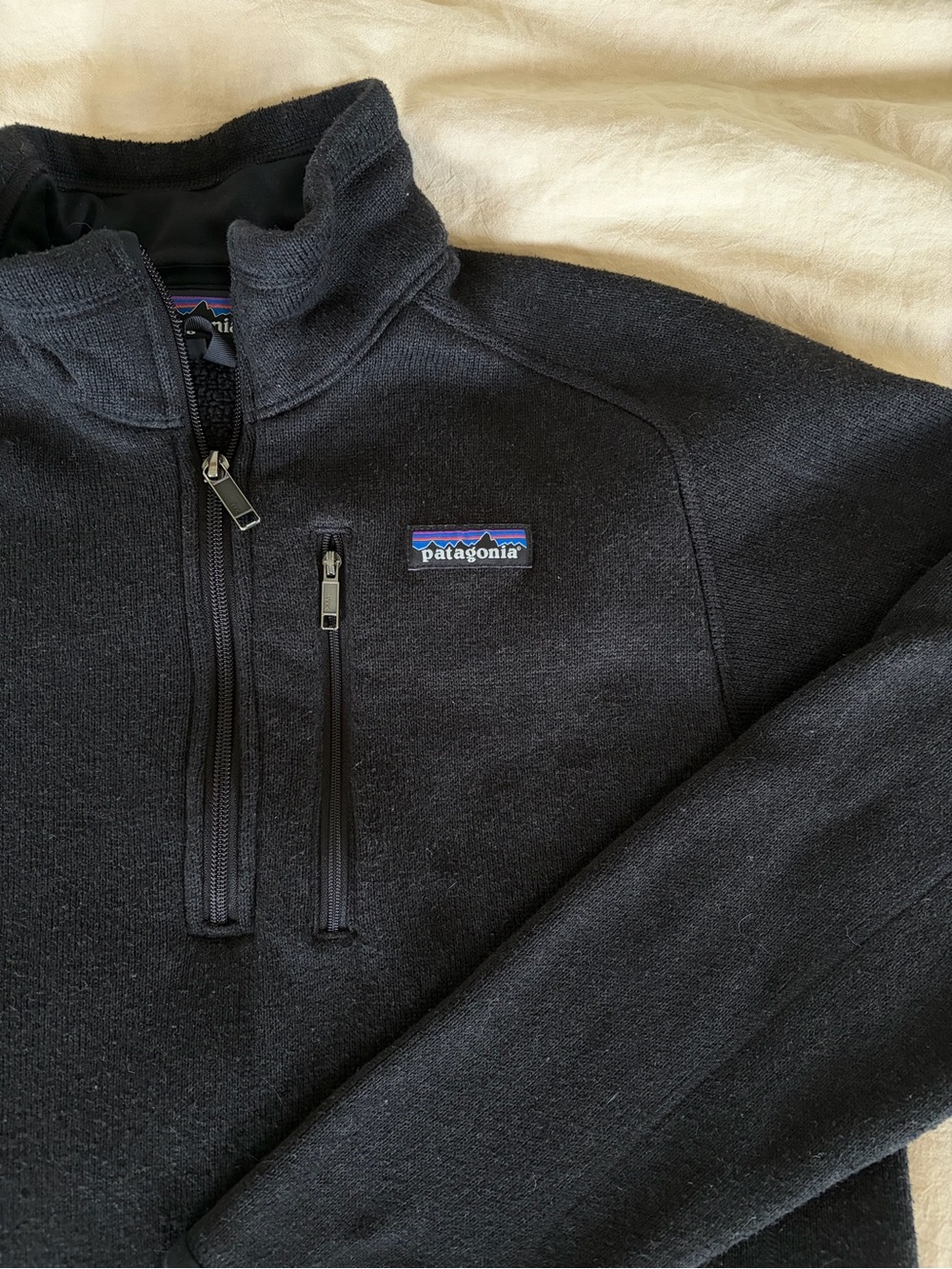 Patagonia Black Synchilla Quarter Zip Preppy Gorpcore Outdoor Hiking Pullover - Picture 2 of 4